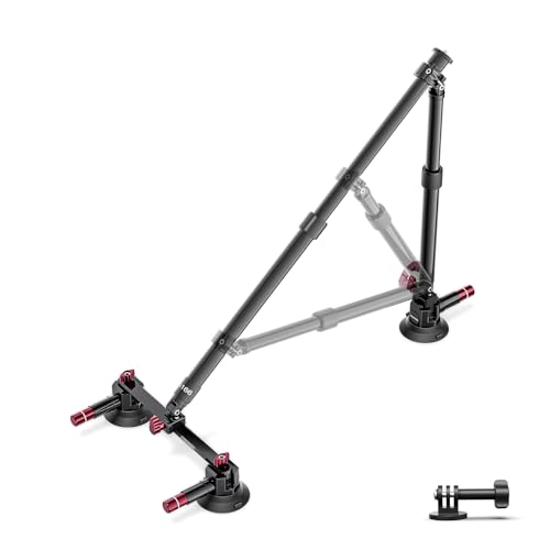 NEEWER Dreifach Saugnapf Halterung Auto Set, Zwei 24" Verlängerungsstangen aus Aluminiumlegierung, NATO Schiene, Actionkamera Adapter kompatibel mit GoPro DJI Insta 360, max Last 2,2 lb, CA166