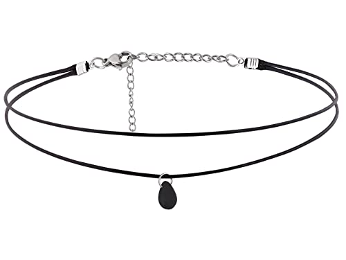 Sacina Goth Boho Hippie Dainty Double Layered Black Choker Necklace, Teardrop Glass Necklace, Halloween Christmas New Year Gift For Women #TOP25