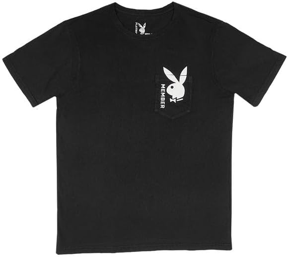 Playboy Bunny Member Pocket Tee – Unisex Black Cotton T-Shirt with Iconic Logo, Casual Streetwear Top