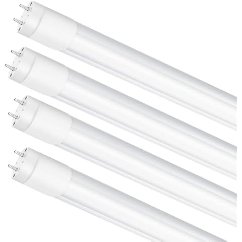 LightingWill LED T8 Light Tube 4FT, Natural White 4000K, Dual-End Powered Ballast Bypass, 2000Lumen 18W (40W Equivalent Fluorescent Bulb Replacement), Clear Cover, AC85-265V Lighting Fixture, 4 Pack… Cover