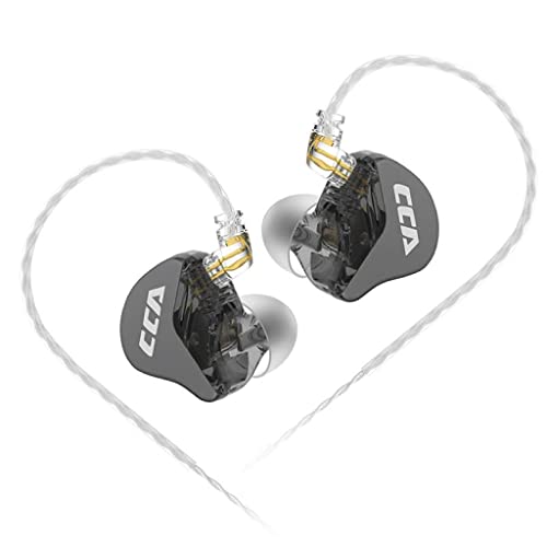Image of CCA CRA IEM Earphone, 3.8μ Composite Polymer Diaphragm Driver Zinc Alloy Housing in Ear Monitor Earphones with 2Pin Detachable Cable (Black (No Mic))