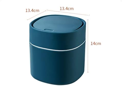 ETRAVEL Small bin office desk bin with lid for countertop, cosmetic table top, bathroom, bedroom, kids (BLUE)