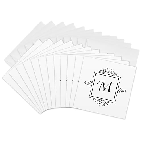 Carte de voeux initiale lettre M ornée pour anniversaires et remerciements