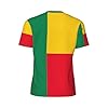 Flag of Benin Print Men's Short Sleeve Mesh T-Shirts, Crew Neck Athletic Breathful Workout Tees, for Gym Outdoor L Black #4
