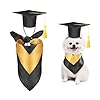 Huhumy 2 Pcs Dog Graduation Cap and Bandana Costumes with Tassels 2025 Dog Cat Graduation Hat Scarf Gown Adjustable Washable Grad Outfits Gifts for Medium Small Pet Supply(Black,Small)