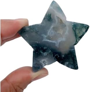 AITELEI Natural Moss Agate Crystal Star Shape Gemstones Crystal Carving Crafts Palm Stone Tumbled Polished Chakra Stone Worry Stone DIY Jewelry Making