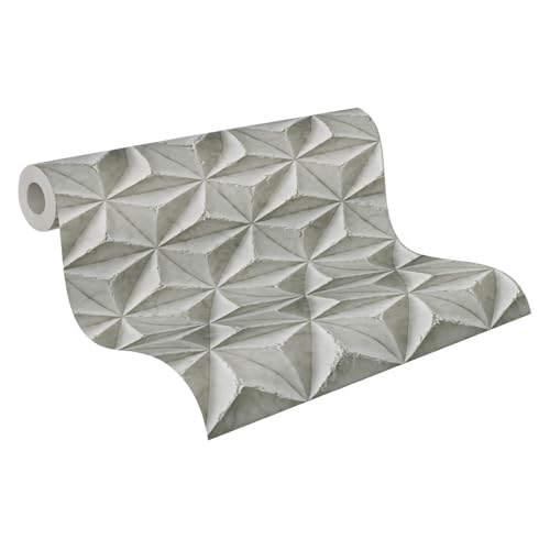 Papier peint géométrique haut de gamme Profhome intissé gris blanc 5,33 m2 - 4