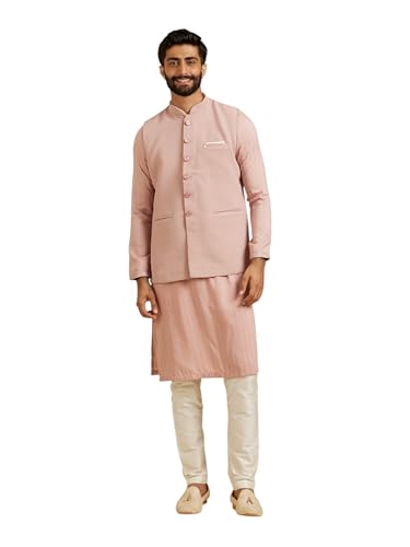 Image of Manyavar Men's Rayon Blend Textured Ethnic Jacket (1pc)