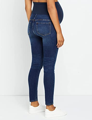 Motherhood Maternity Women's Indigo Blue Sustainable Secret Fit Belly Skinny Leg Maternity Jeans, Dark Wash, X-Large #TOP1