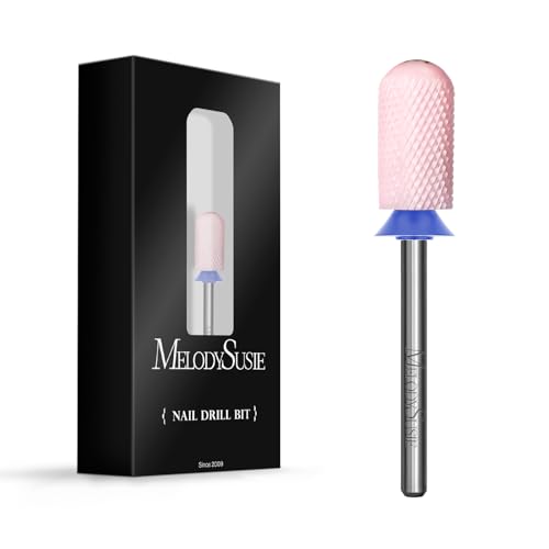 Image of MelodySusie Ceramic Nail Drill Bit, 3 /32'' Smooth Round Top Large Barrel Bits, Suitable for Manicure Pedicure Cuticle Gel Polishing, Beginners Bits, Pink, Series Bit-S, Medium