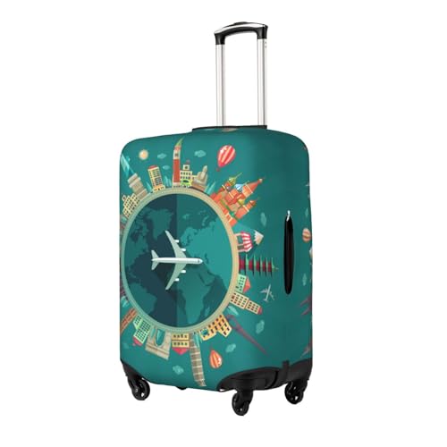 Around The Planet Print Washable Luggage Cover - Fashion Suitcase Protector Fits 18-32 Inch Luggage2