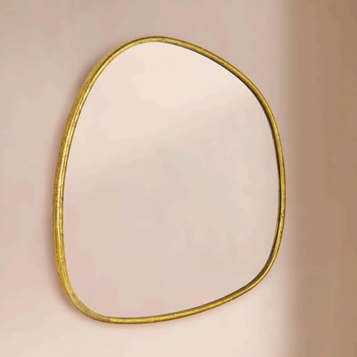 Image of TEHOME Asymmetrical Irregular Shaped Antiqued Gold Foil Asymmetrical Accent Mirror Irregular Bathroom Wall Mirror