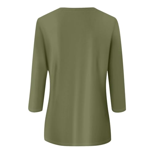 HTHLVMD Womens 3/4 Length Sleeve Tops 2025 Fall Fashion Floral Print Crewneck Causal Trendy Tunic Tops for Women
