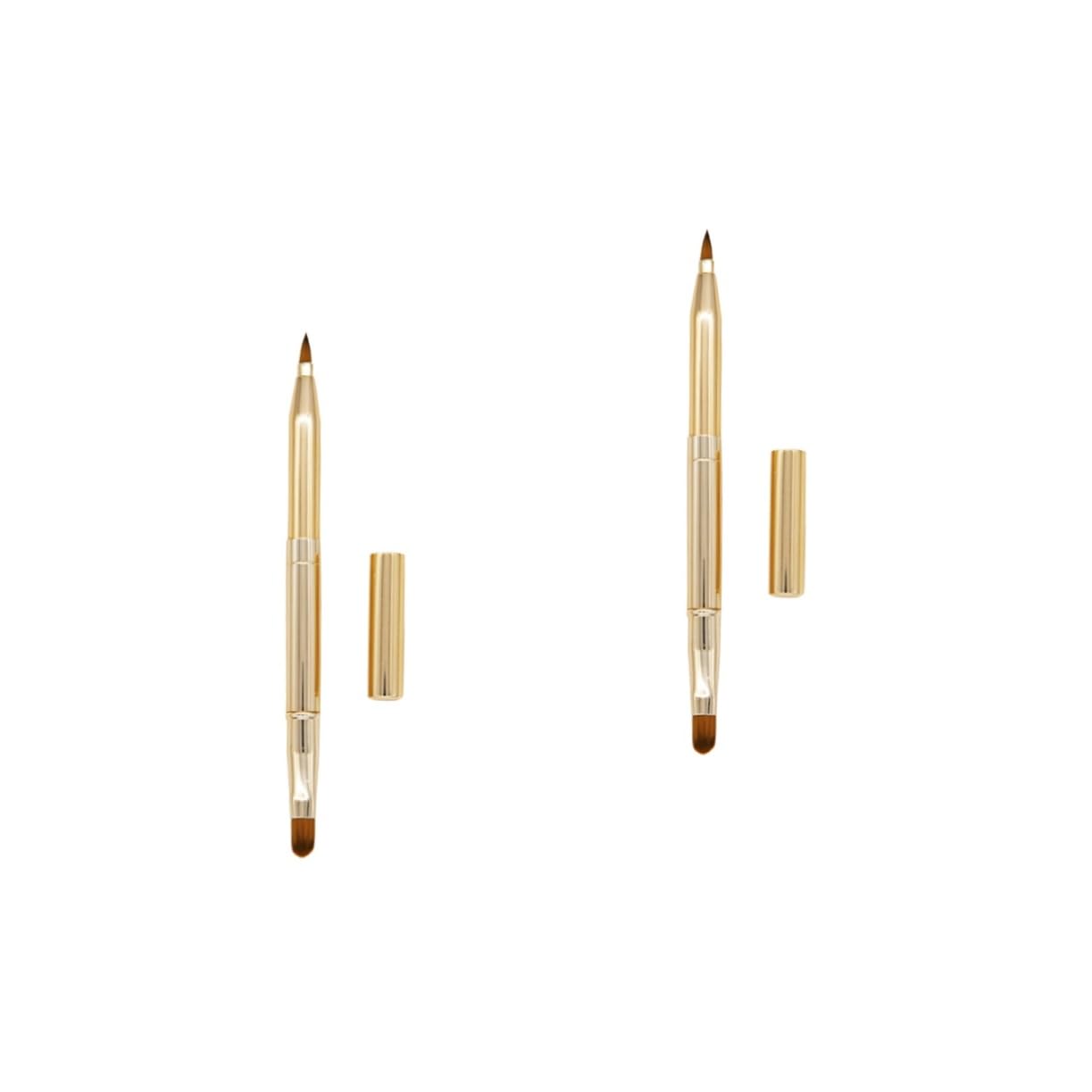 Outanaya 2pcs Highlighters Makeup Brush Dual Ended Lip Brush Retractable Eyeshadow Applicators Makeup Cosmetic