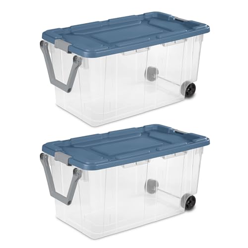 PLKJYEHD 160 Quart Extra Large Clear Rolling Storage Bins 2-Pack,