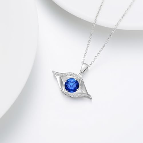 Evil Eye Diamond Necklace Turkish Eye Gemstone Sterling Silver Eye Necklace for Women Greek Protection Pendant2