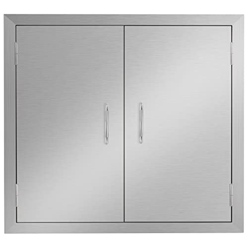 Seeutek Outdoor Kitchen Doors BBQ Access Door 26W x 24H Inch - Stainless Steel Double Wall Construction Vertical Door for Outdoor Kitchen Grilling Station or Commercial BBQ Island.