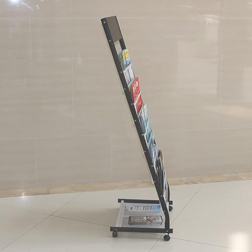 Revistero grande MekUk soporte de metal para folletos estante de pie para discos 5