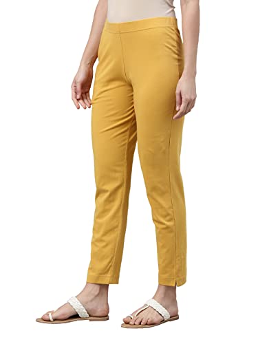 Image of GO COLORS Cotton Stretch Kurti Pants Full Length for Women | Breathable, Mid Rise, Tall