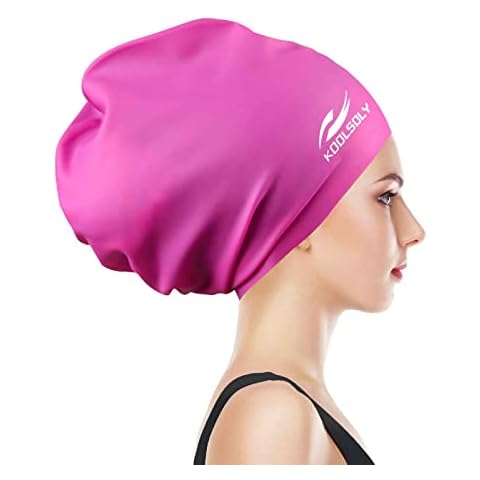 Extra Large Swimming Cap for Long Hair by KOOLSOLY,Large Silicone Swim Cap for Women Girls Men and Adult Special Design for Very Long Thick Curly Hair&Dreadlocks Weaves Braids Afros Cover