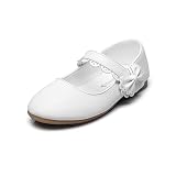 Girls Mary Jane Bow Side Strap Ballerina Flat,White,Little Kid,1.5M