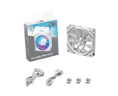 MSI MPG EZ120 ARGB WHITE-1W Fan - 120mm ARGB Fan, Fluid Dynamic Bearing with Extra nut Fixing, Mystic Light & Cooling Wizard Support with MSI motherboards, 1900RPM, 2 Years Warranty - image 2