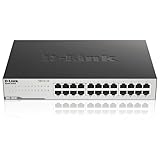 D-Link Ethernet Switch, 24 Port Gigabit Unmanaged Network Internet Hub Desktop Rackmount, Plug N Play (DGS-1024C),Black