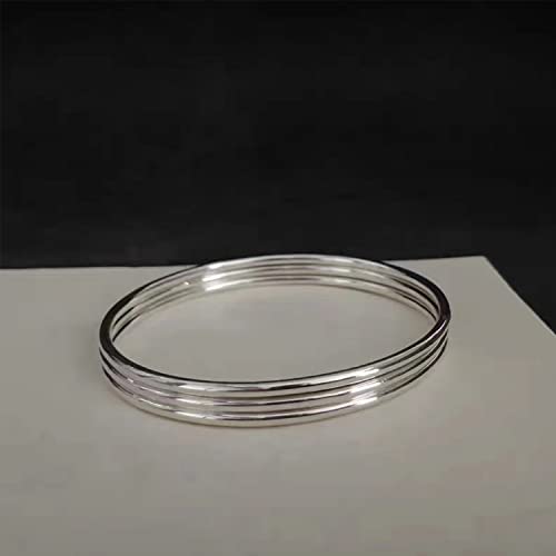 Kainier 3mm Bangle Bracelet Stainless Steel Glossy Stackable Thin Round Bangle Bracelet for Women Solid Plain Polished Bracelet Best Gifts for Love (Steel, 65) by Kainier - Used condition - Image 7