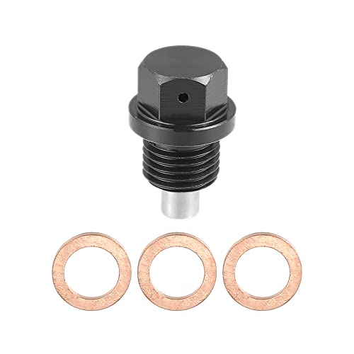 Tapón de drenaje de aceite magnético M14x1.5 tornillo cárter con juntas negro