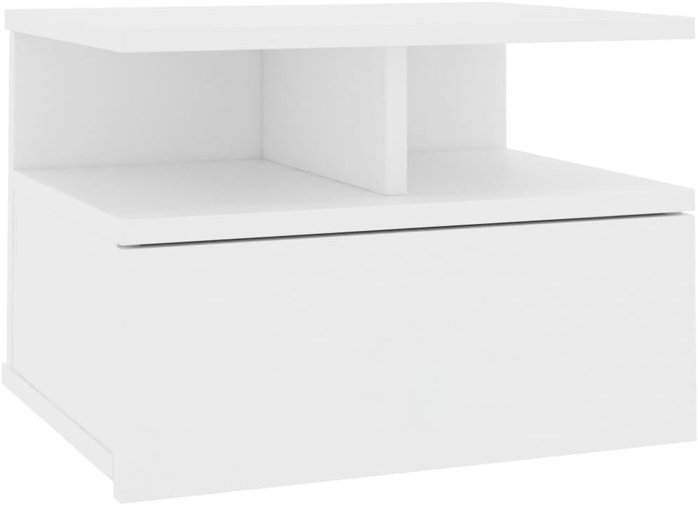 vidaXL Floating Nightstand White Engineered Wood Compact