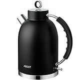 Electric Kettle, ASCOT Electric Tea Kettle, Stainless Steel Kettle Water Boiler, Fast Boiling Kettle, 1.7L, 1500W, BPA-Free, Cordless, Automatic Shutoff, Boil-Dry Protection-Black