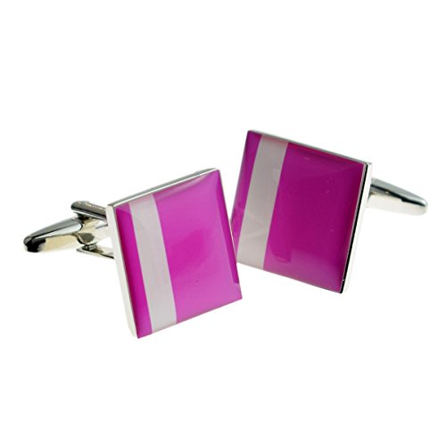 Mancuernillas para hombre GTR rosa con rayas blancas