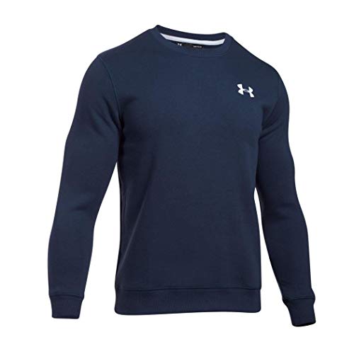 Under Armour Felpa Paricollo Uomo - UA Rival Fleece Solid Fitted Crew - 1302854-410 - mdn/wht-XS