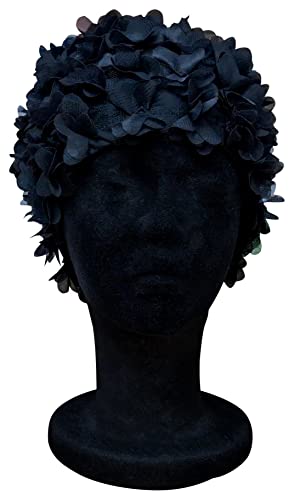 CHEX Ladies Pinks Elasticated Swimming Hat Decorated Solid colour With Matching Frilly Floral Petals In A Swim Cap One Size Adults Soft And Easy To Pull On (Black) - Image 4