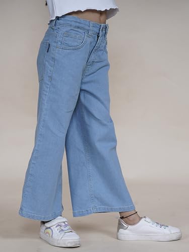 Image of KiddoPanti Girls Text Printed Flared Jeans