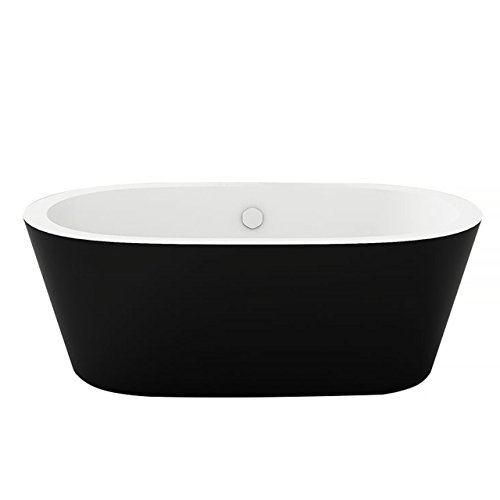 Jet-Line baignoire autoportant en couleur noir/blanc 'Maggiore', Baignoire fermée sur quatre côtés, en acrylique sanitaire epais