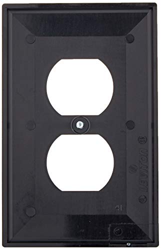 Image of Leviton 1-Gang, 1-Duplex, Midway Nylon Wallplate, Midway Size, 1 Pack, PJ8-E, Black