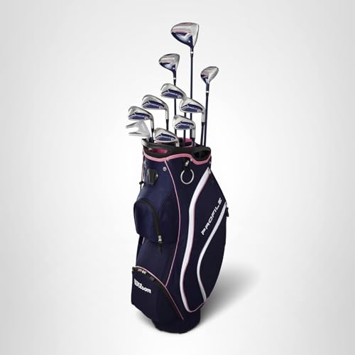 Wilson Women's Profile Complete Golf Set with Cart Bag - Left Hand, Ladies, Navy/Rose Gold/Silver