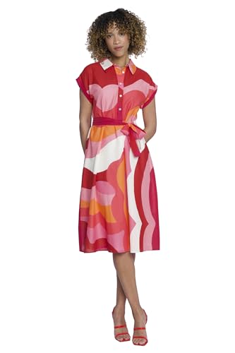 Image of Maggy London Women's Versatile Short Sleeve Collared A-line Dress for Women | Wedding Guest Dresses for Women