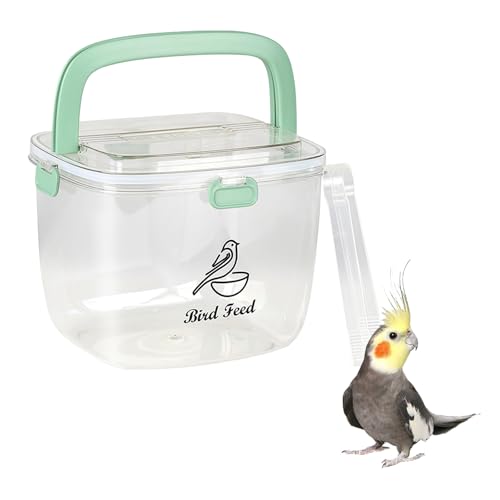 Bird Seed Storage Container,Pet Food Container with Airtight Lid and Handle,Clear Bird Feed Container Bird Food Dispenser for Birdseed Pellets Wild Bird Food,BPA-Free Plastic,Hold 5kg Bird Food