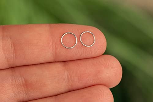 Helix Ring Nose Piercing Small Sterling Silver Huggie Hoop Earrings for Women Cartilage Nose Helix Tragus (Silver, 5mm 24 gauge / 1 pair)