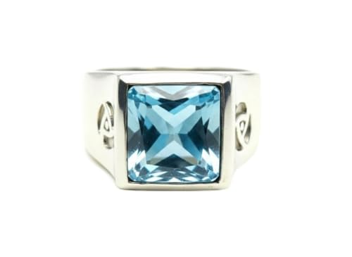 Image of Choose Your Color Mens Bold Ring 925 Sterling Silver Gemstone Wedding Engagement Statement Ring Birthstone Solitaire Jewellery Ring Sizes 4, 5, 6, 7, 8, 9, 10, 11, 12, 13,