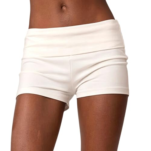 Image of Women Low Waist Lounge Shorts Fold Over Skinny Pajamas Shorts Summer Casual Pj Bottom Sleep Shorts