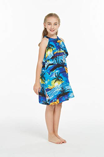 Image of Hawaii Hangover Family Matching Hawaiian Clothes, Sunset Blue | Family matching Hawaiian outfits, Sunset Blue, lightweight rayon, machine washable, tropical print, luaus, cruises