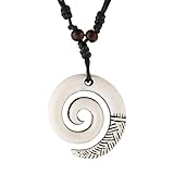 STWTR Pendant Necklace for Men and Women Tribal Style Antique Engraved Spiral Swirl Hook Pendant Nec