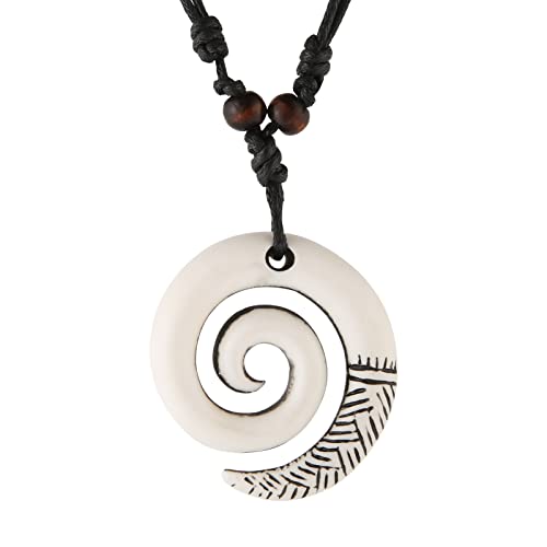 Stwtr Pendant Necklace For Men And Women Tribal Style Antique Engraved Spiral Swirl Hook Pendant Necklace #TOP10