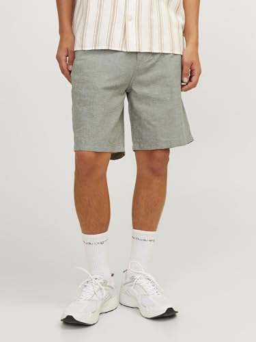 JACK & JONES Erkek JPSTACE JJSUMMER LINEN BLEND SHORT SN Chino Şort Koyu Yosun Yeşili XL - Görsel 2