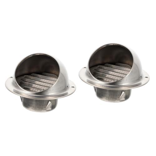 COLLBATH 2 Piezas Parabrisas Chimenea Respiradero Cobertizos Detener Tubo Salida Manguera Techo Filtros De Repuesto Acondicionador Deflector Refuerzo Puerta Portátil Silver Acero Inoxidable