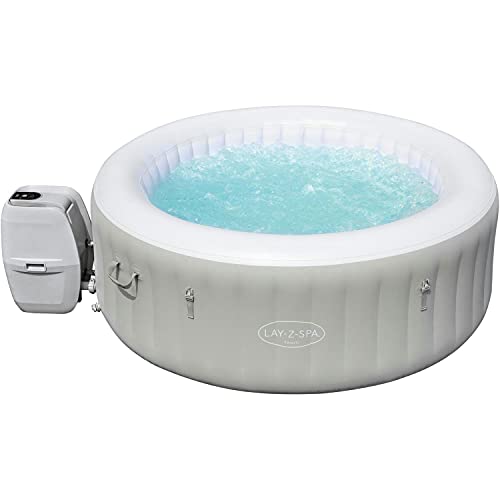 Bestway Lay-Z-Spa Tahiti AirJet aufblasbarer Whirlpool für bis zu vier Personen, rund, grau, 180x66 cm