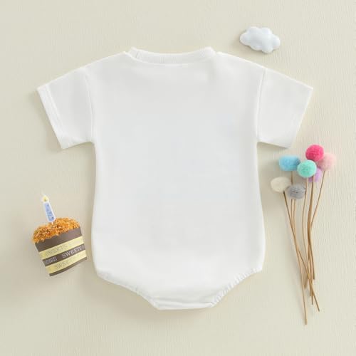 Newborn Baby Boy Girl Half Way to One Birthday Outfit Onesie Short Sleeve Bodsysuit Romper My First Birthday Clothes3